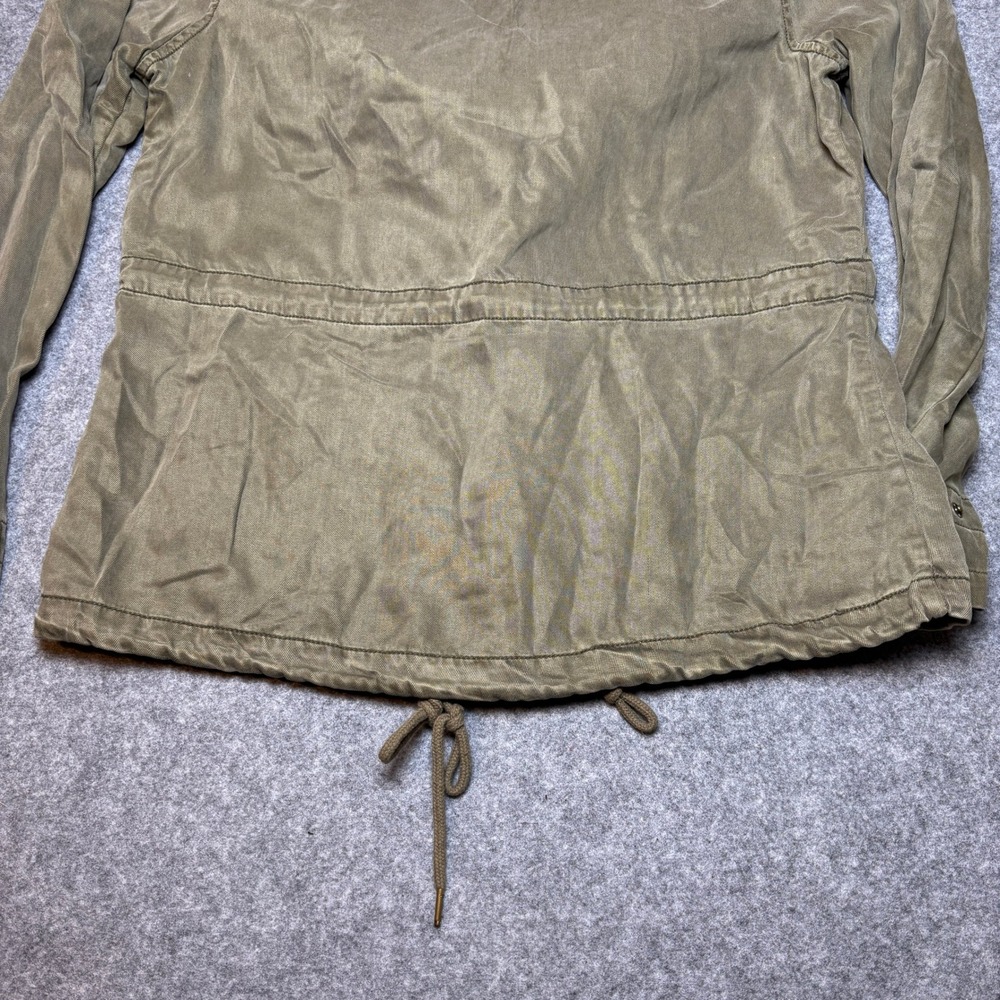 Max Jeans Green Hoodie Cinched Waist Military Cargo Parka Utility Jacket Women L - Picture 8 of 10